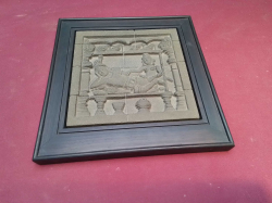 A Hand Carved Stone Reclef in Frame. W.27 H.27 Cm.