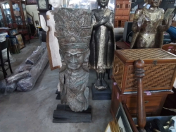 A Large one piece  Khmer wood  carving on stand.
W.52 D.30 H.139 Cm.