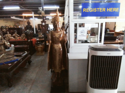 A Large Wooden Khmer Standing Buddha.W.44 H.180 Cm.