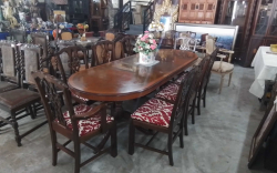 Walnut Veneer Dining​ Table​ ( W.90 L.236 H.76 Cm.) With 8 Chairs and 1 leave.