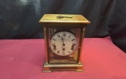 A Extra Large Heavy Westminster Chime Brass Clock Circa  1890 By Sevills of Liverpool EST 1800 with key Require Attention.
H.23.5 W.19 D.15 Cm.
