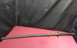 Vintage Samurai Sword in Leather Case. L.100 Cm.