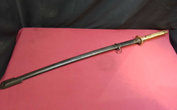 Samurai Sword in Golden Handle. L.95 Cm.