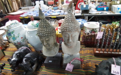 2x Large Buddha Heads H.50 Cm.
