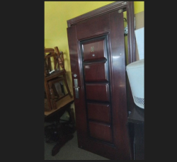 A Large Security Door.(good condition) with Frame and 6x keys.W.87 H.198 Cm.