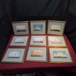 18x Print Of Ships in Gilt Frames.