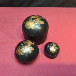 Three beautiful gold painted trinket boxes 