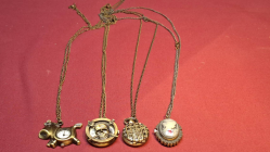 4 pieces mixed brass and copper small pocket watches