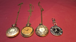 4 pieces mixed brass and copper Large pocket watches