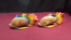 2 Wooden Colourful Fishes.