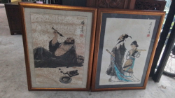 A Framed Pair of Chinese  Painting  Some Foxing. 
W.61 H.84 Cm.