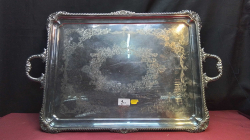 A Large Engraved silver Plated tray