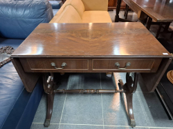 A Nice Mahogany Sofa Table with Lyre Ends. W.50.5 L.149 H.76 Cm.