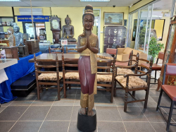 A Lovely Thai Wooden Welcome Lady in Thai Dress. 
H.163 Cm.