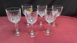 6 Lovely Small Crystal Wine Glasses 