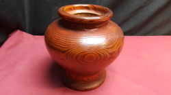 A Nice Wooden Vase with Copper Lining. W.18 H.19 Cm.