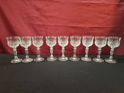 9 small crystal Sherry glasses