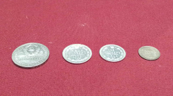 4x Silver Coins (1924 Soviet Union ,1912 Russian Coins,1916 Finland Coin)