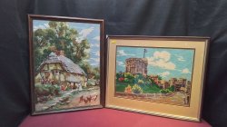 A Lovely Pair of Needlepoint  COUNTRY Pictures.