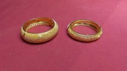 2 Vintage gold plated costume jewelry bracelets. 