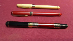 3 Vintage Montblanc style fountain pens, 2 made from bamboo, never used 