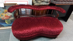 A Small Red Chairs long Victorian on Cabriolet legs