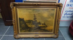 An Oil on Canvas with A Nice Old Gilt Frame Signed