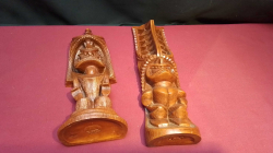 2x Ancient Hawaiians Wooden Craved 