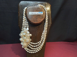 Portuguese 5 Strain Pearl/Flower Necklace  (Stand not included)   